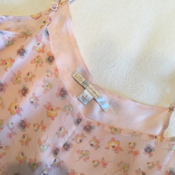 Lauren Conrad Women's Small Spaghetti Strap Top Pink Floral - Picture 2 of 3
